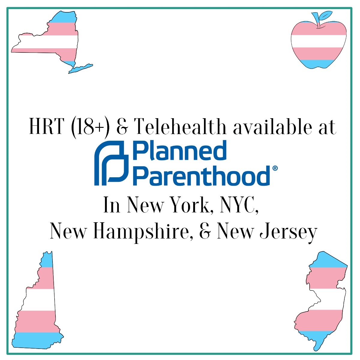 HRT and Help for Transgender Patients from Planned Parenthood in New Hampshire, New Jersey, NYC and New York